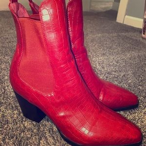 Red closed toe heels